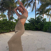 Robe longue en tricot découpé Tulum